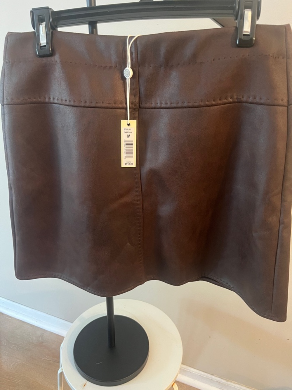 Max Studio Dark Brown Faux Leather Mini Skirt